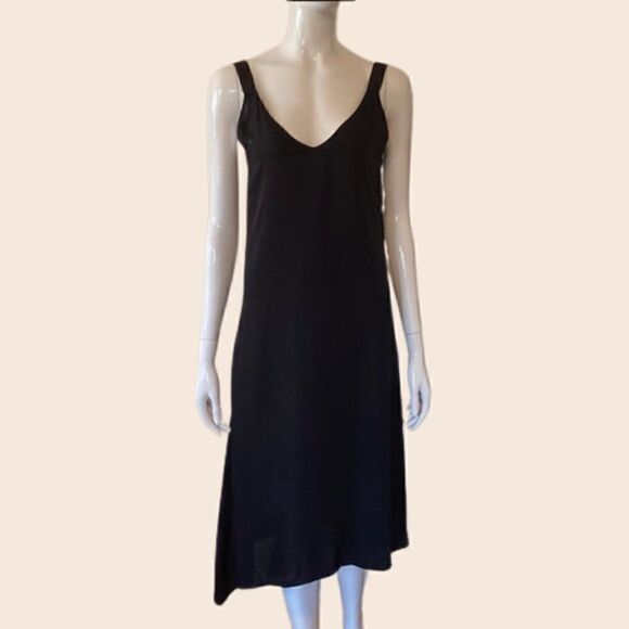 Rag & Bone Zoe Black Flowy Asymmetrical Slip Midi Dress Size Petite Small - Picture 1 of 12